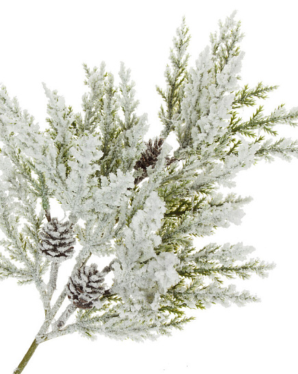 Ветка искусственная еловая заснеженная (пластик), H36 см Зеленый с доставкой по Астане